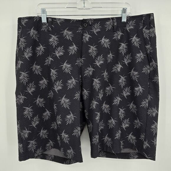 Ben Hogan Golf Shorts Men's 40 Black Gray Palm Leaf Design Flat Front 10" Inseam - Picture 2 of 6
